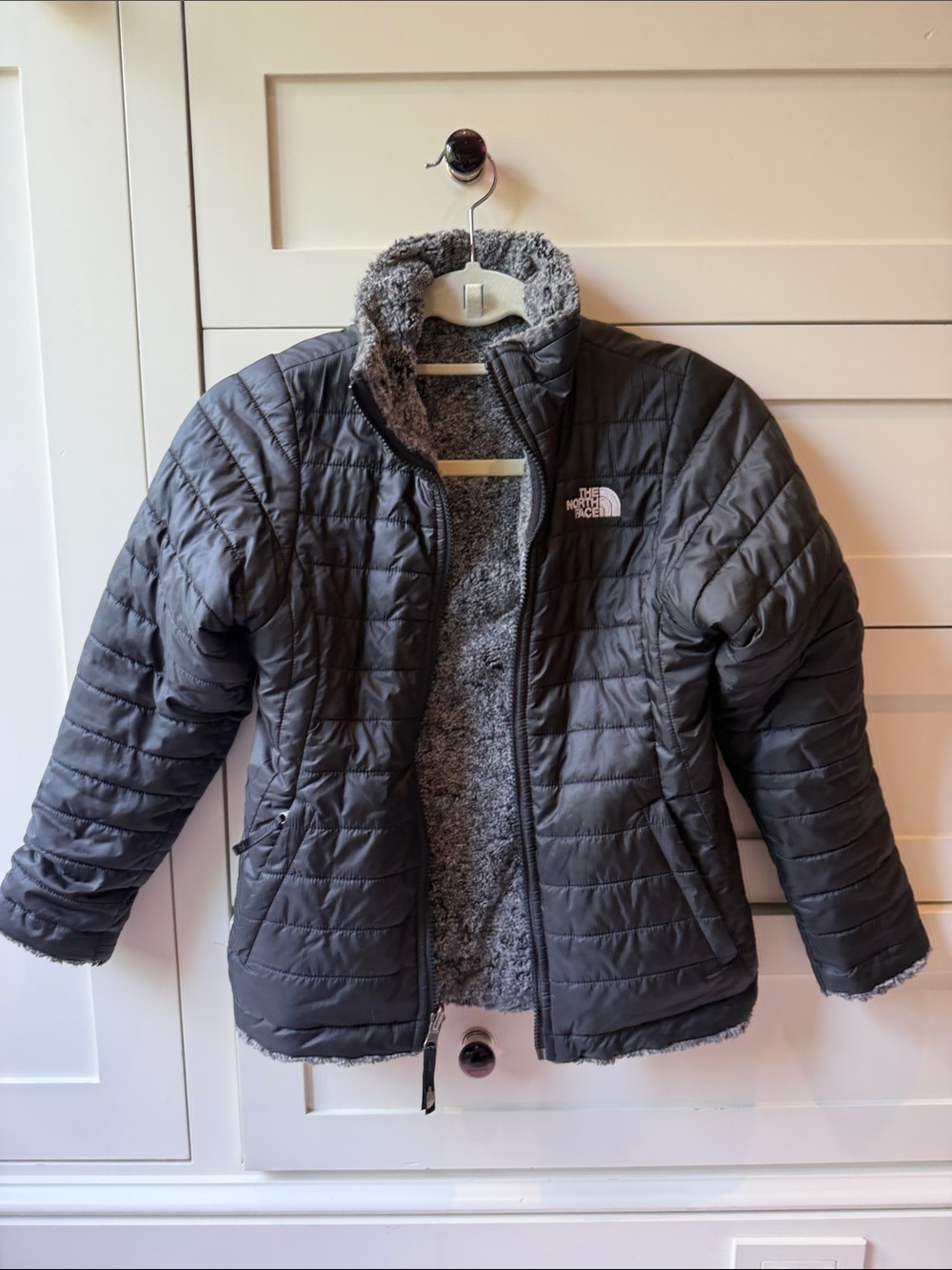 The North Face Reversible Black /Charcoal Gray Sherpa Jacket